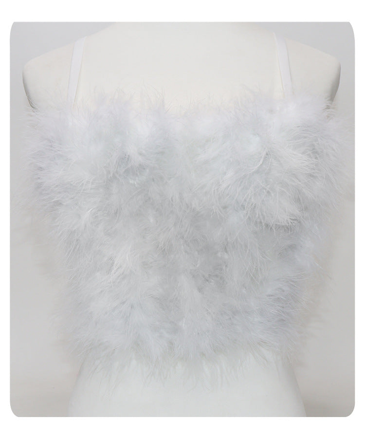 Furry Camisole Feather Tube Top