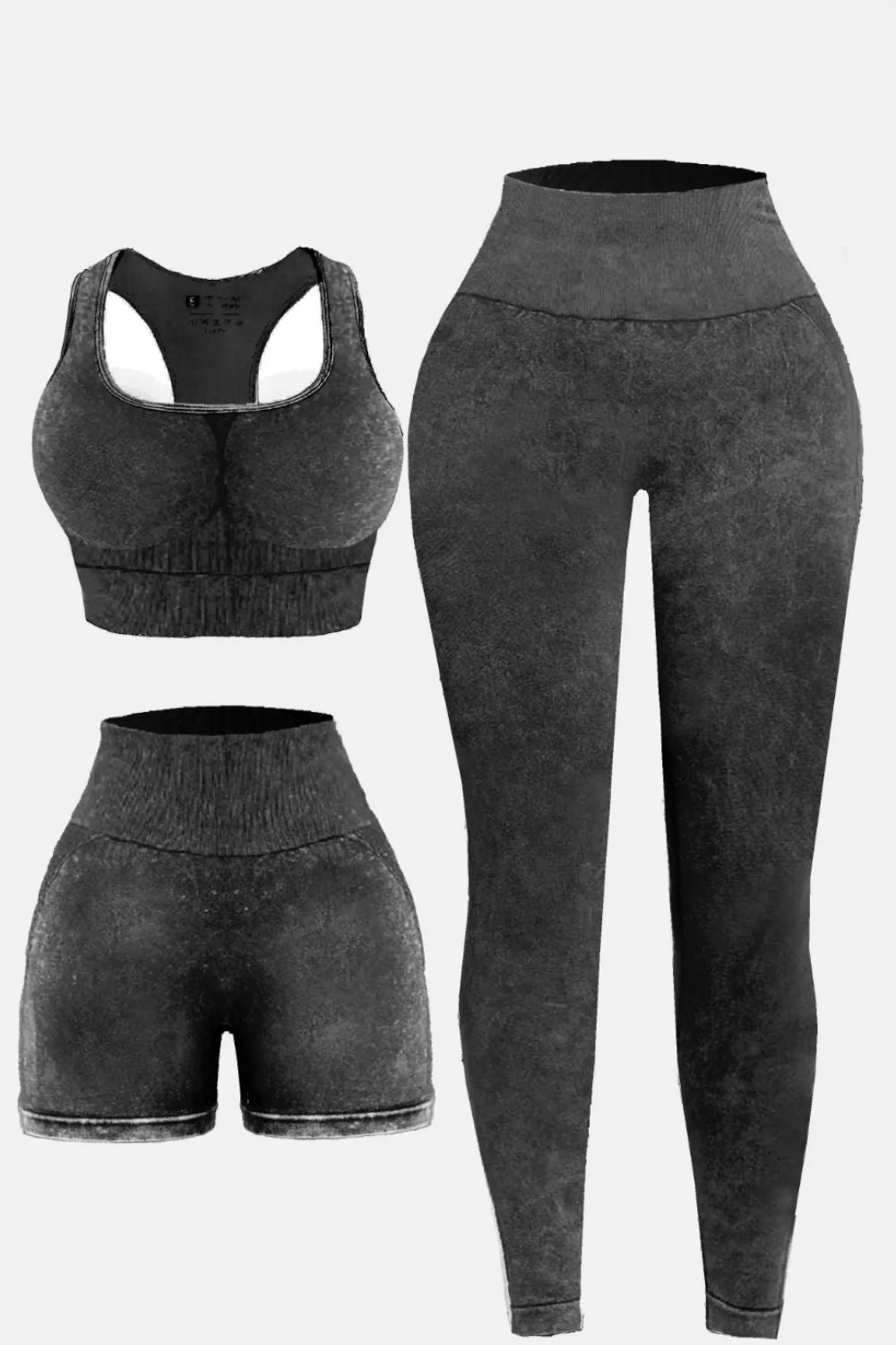 Run It Up 3 Piece Washed Activewear Set