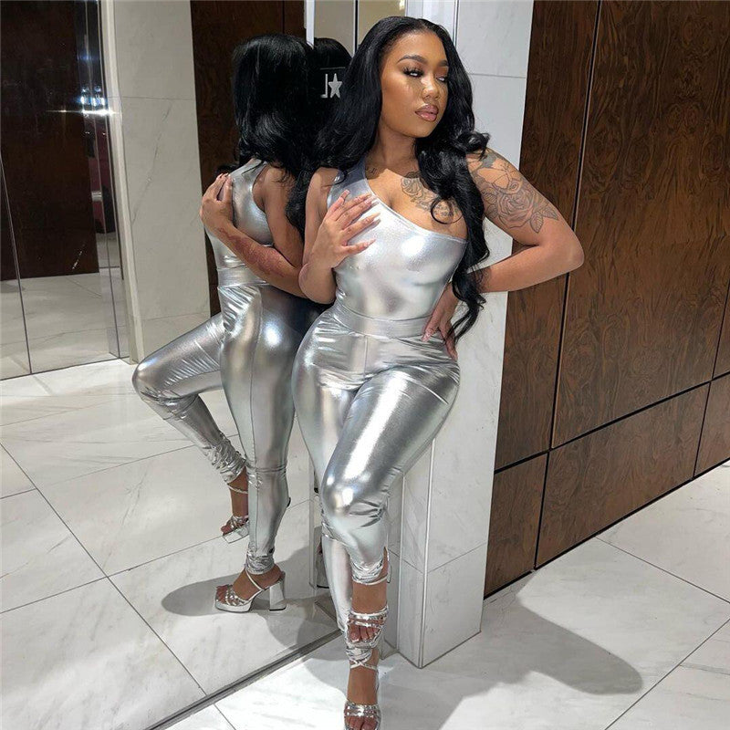 Imagine Me Gone One Shoulder Top Bodysuit and Pants Set