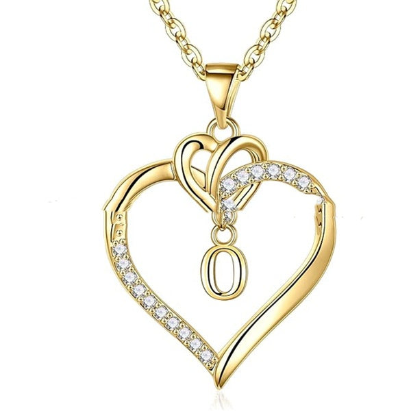 Heart-Shaped Letter Pendant Necklace