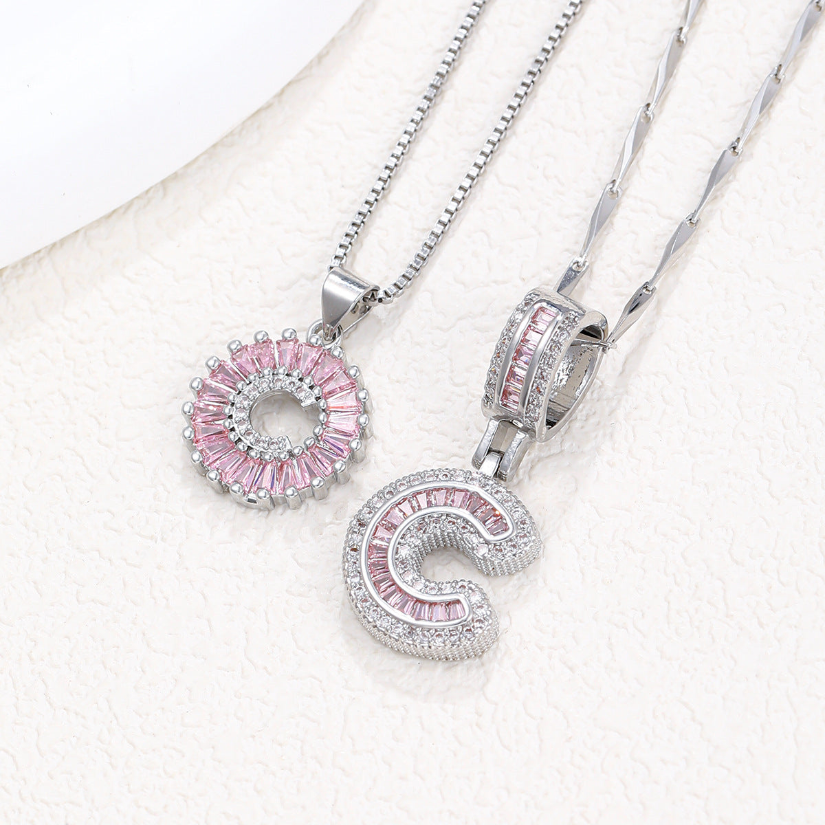 Pink Paradigm Initial Necklace Set