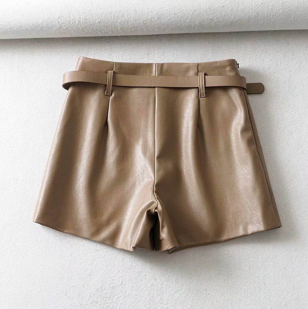 Business With Pleasure High-waist Leather Shorts