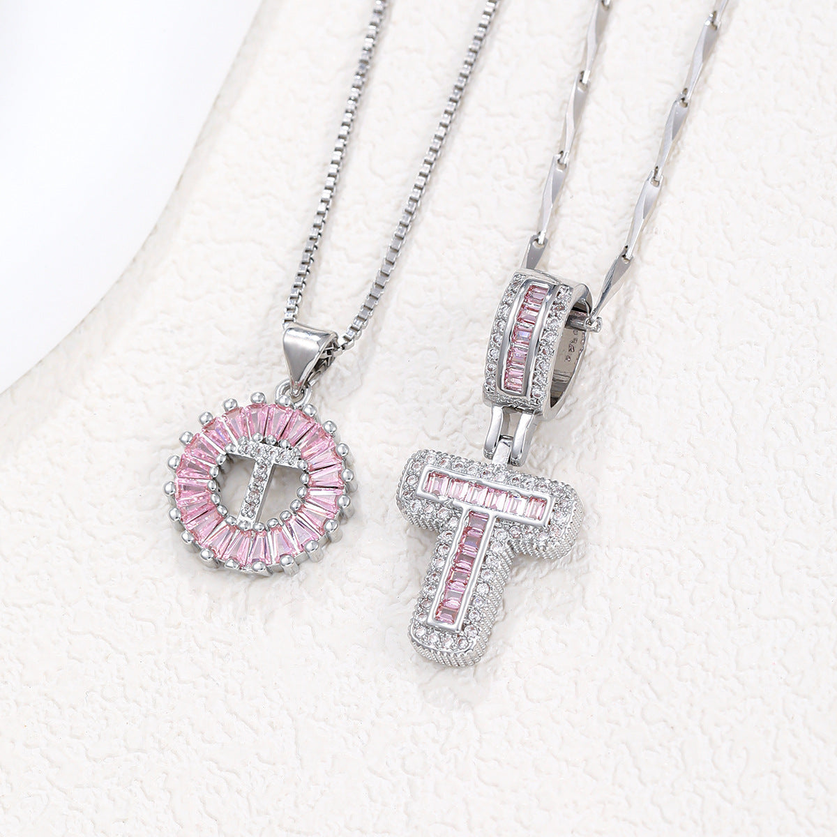 Pink Paradigm Initial Necklace Set