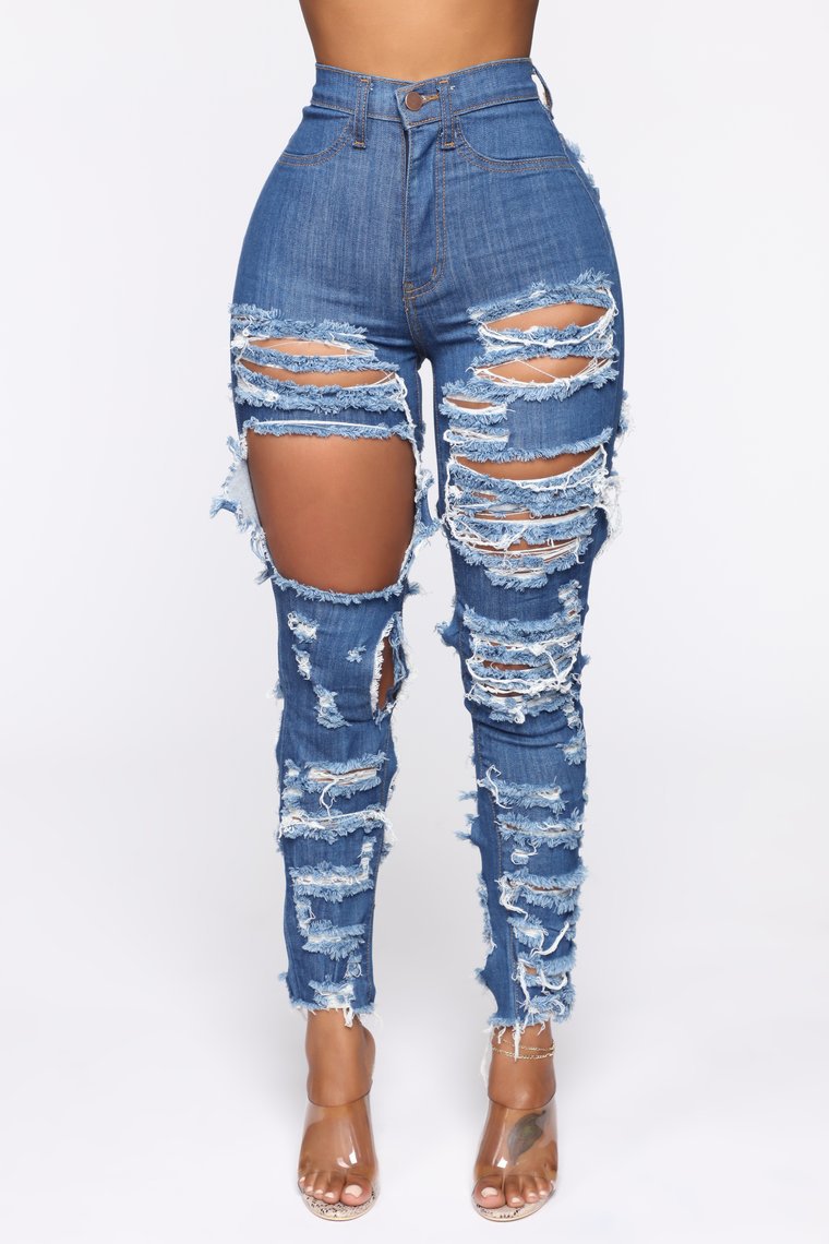 Blow Your Mind Cut And Tear Stretch Jeans