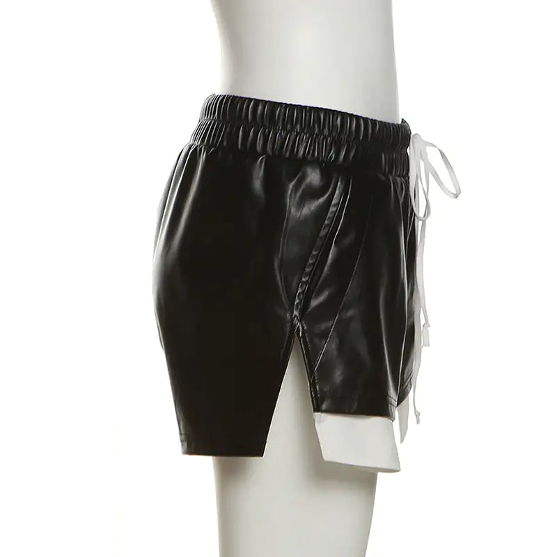 Large Pocket Faux Leather Shorts