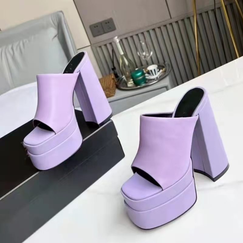 Hot Girl Fever Square Toe Chunky Heel Platform High Heel