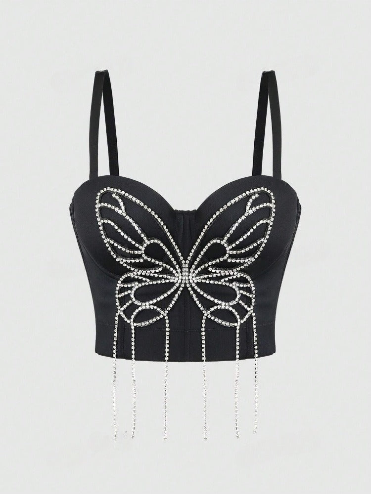 Giving You Butterflies Beaded Fishbone Butterfly Corset Top