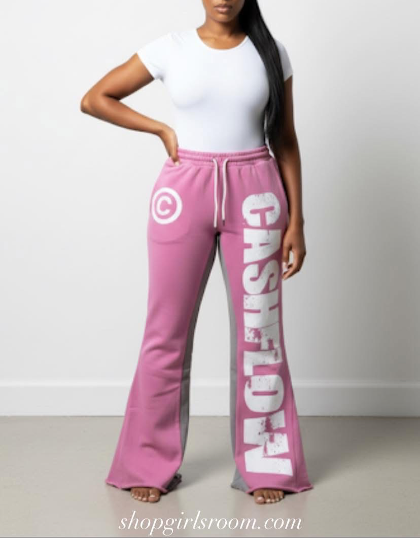 Money Moves CashFlow Letter Print Jogger Pants