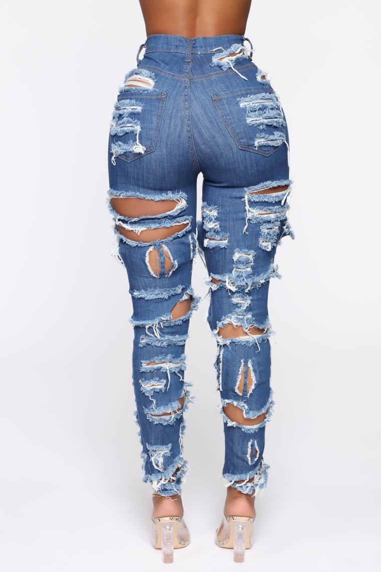 Blow Your Mind Cut And Tear Stretch Jeans