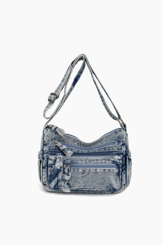 Dana D. Adjustable Strap Denim Crossbody Bag