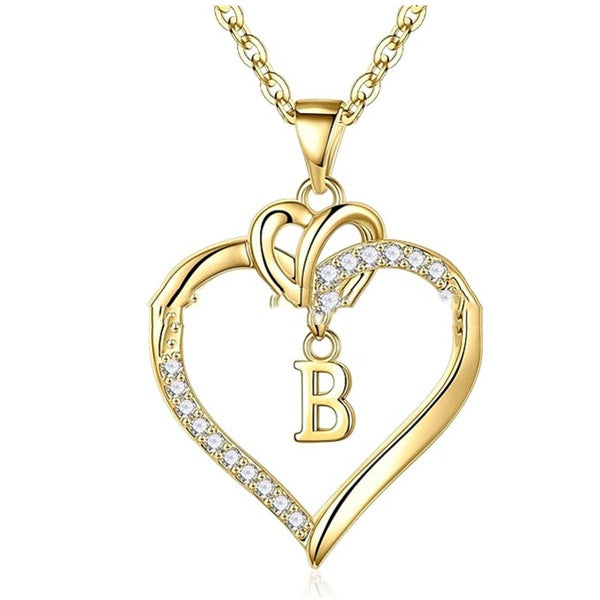 Heart-Shaped Letter Pendant Necklace