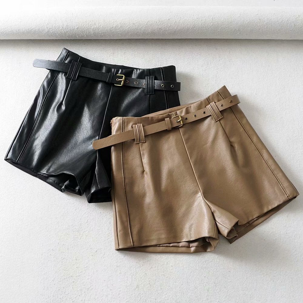 Business With Pleasure High-waist Leather Shorts