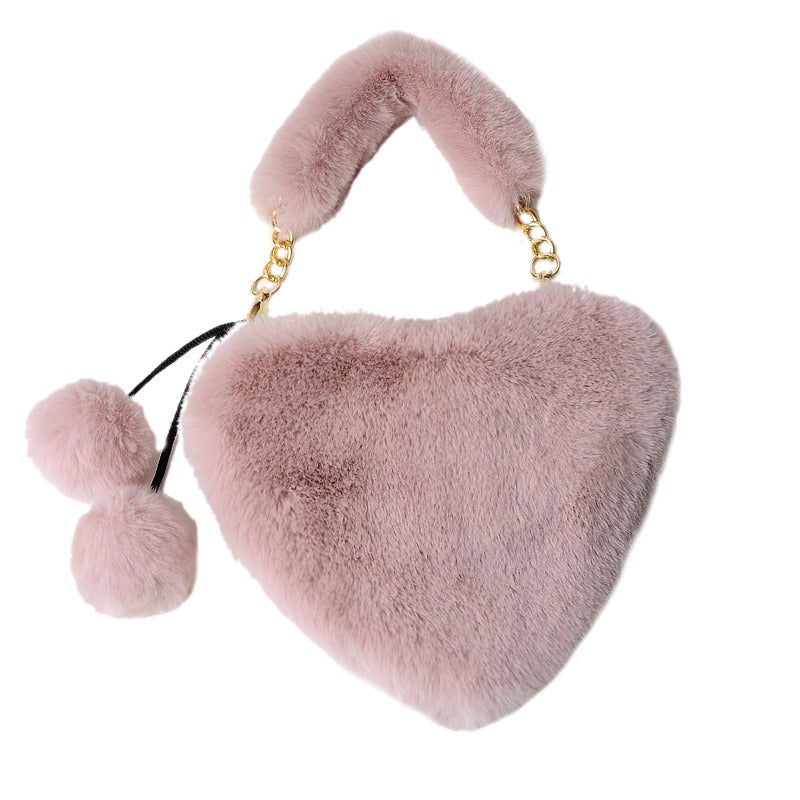 Pretty Girl Plush Heart Handbag