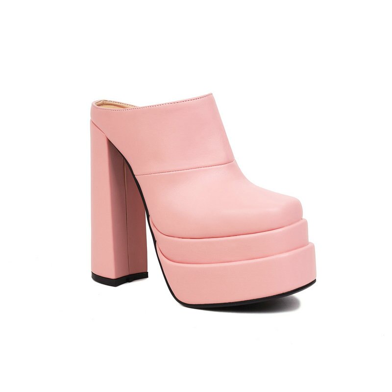 Get Over It PU Skin Platform Mules