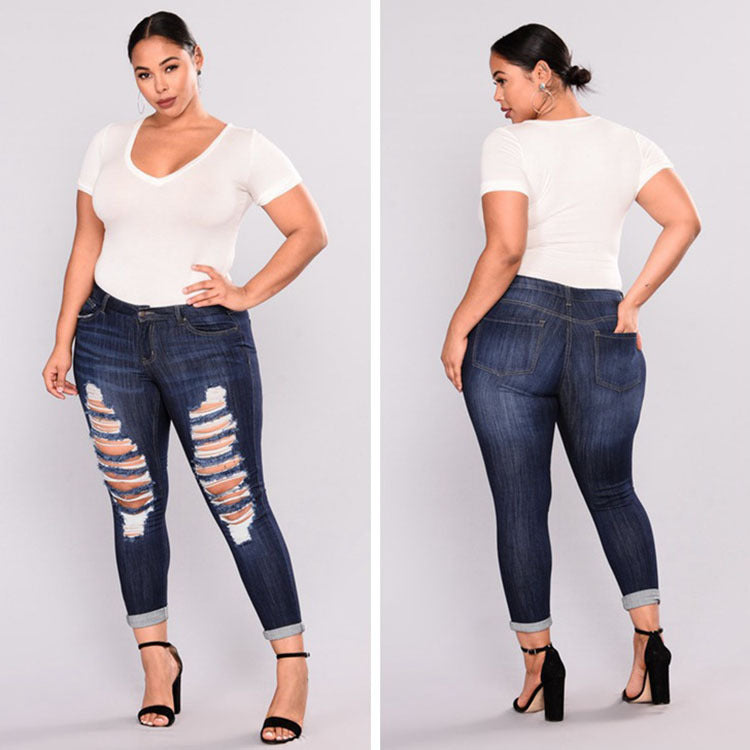 Curvin’ and Servin’ Ripped Stretch Jeans