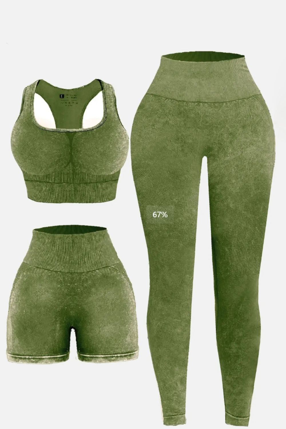 Run It Up 3 Piece Washed Activewear Set