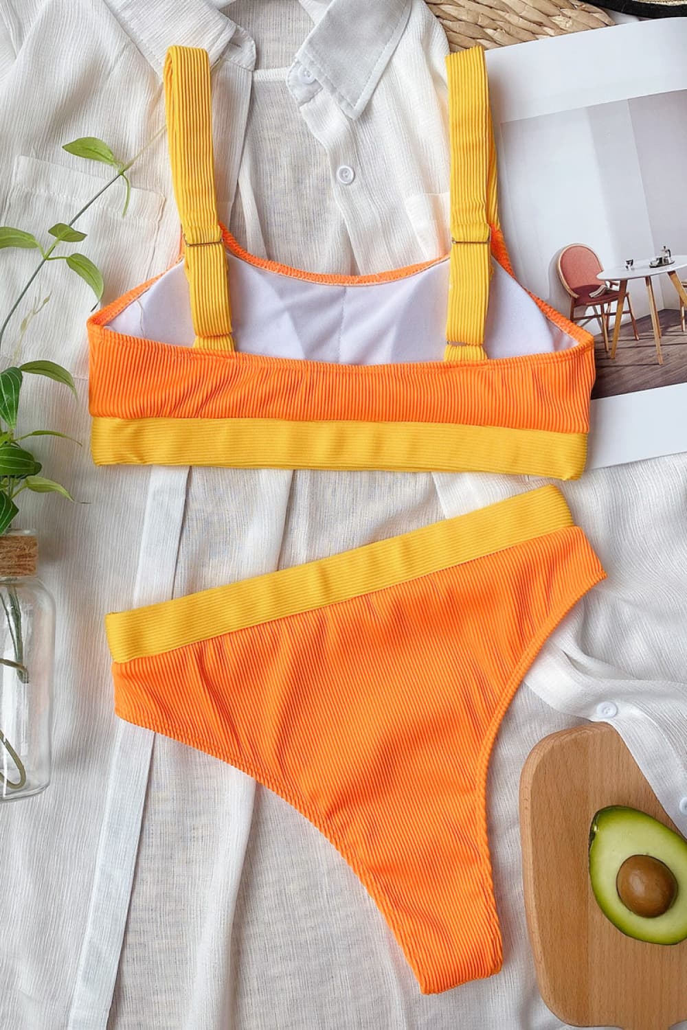 Just A Vacay Away Color Block Scoop Neck Bikini Set