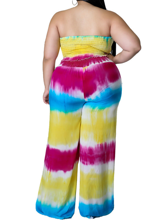 Here To Remind You Tie-dye Chest-wrapped 2 piece Pants Set