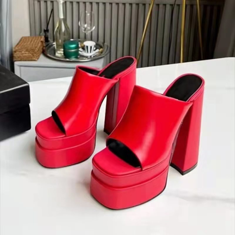 Hot Girl Fever Square Toe Chunky Heel Platform High Heel