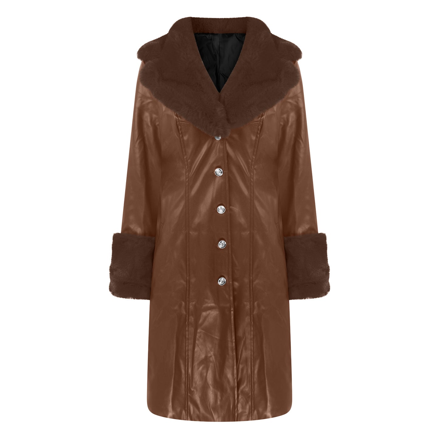 Sharla Lapel Fur Coat PU Jacket