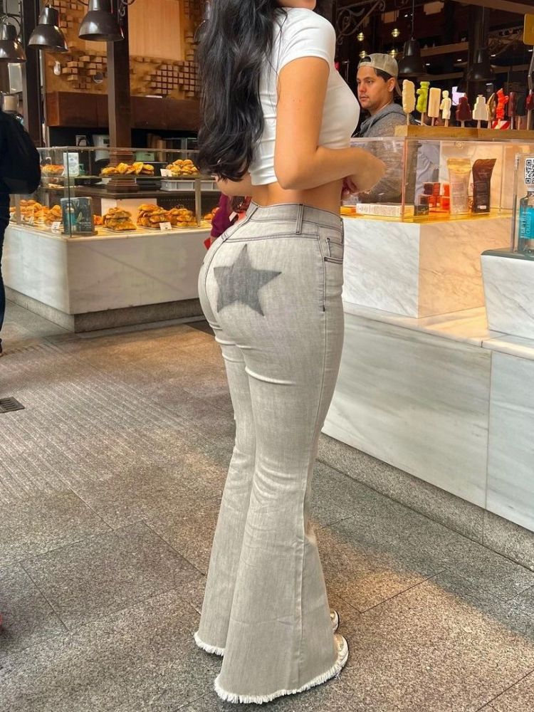 Star Printed Hot Jeans