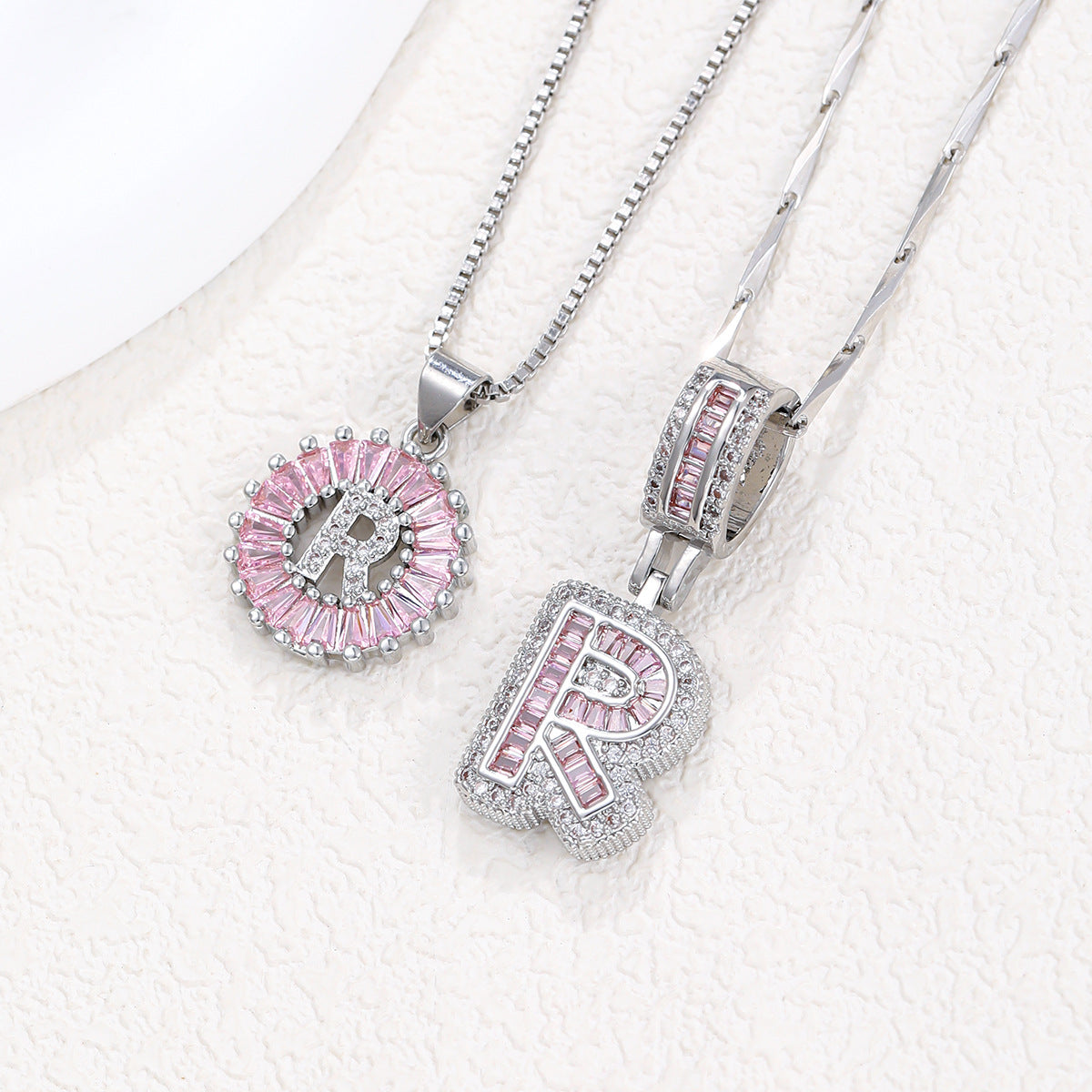 Pink Paradigm Initial Necklace Set