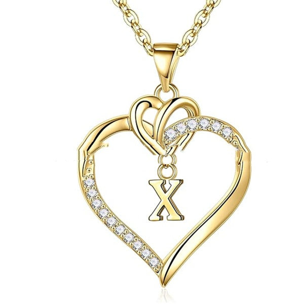 Heart-Shaped Letter Pendant Necklace