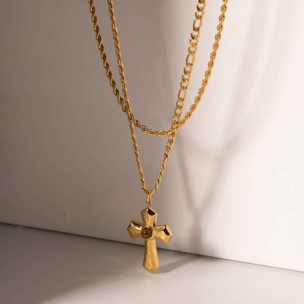 Double Layered Cross Necklace