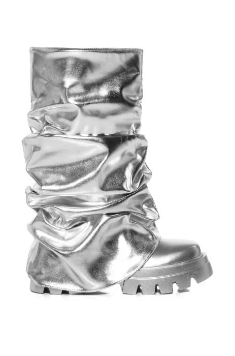 Patent Leather Pipe Boots