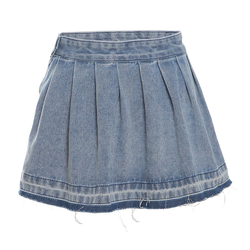 Having My Way Ruffle Denim Skirt