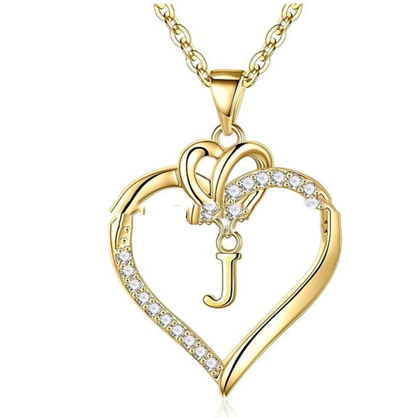 Heart-Shaped Letter Pendant Necklace