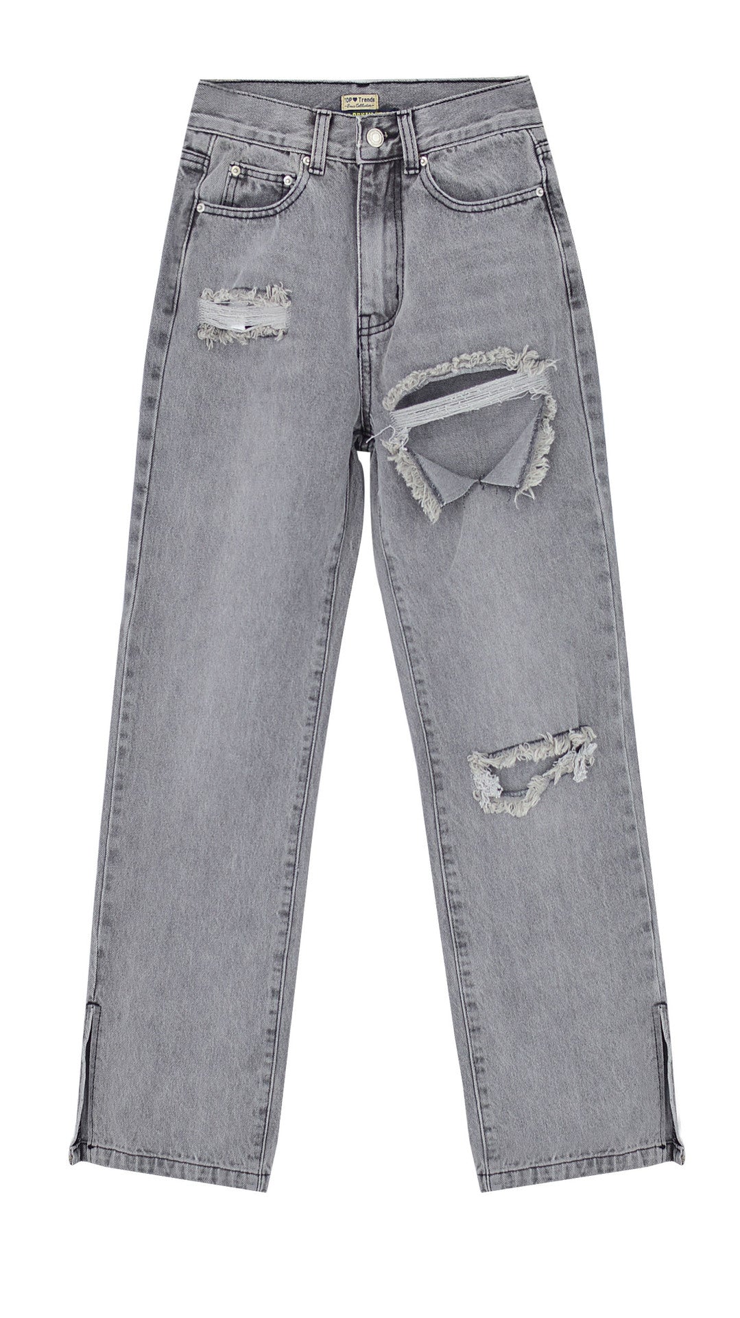 High Waist Straight Denim Flared Pants