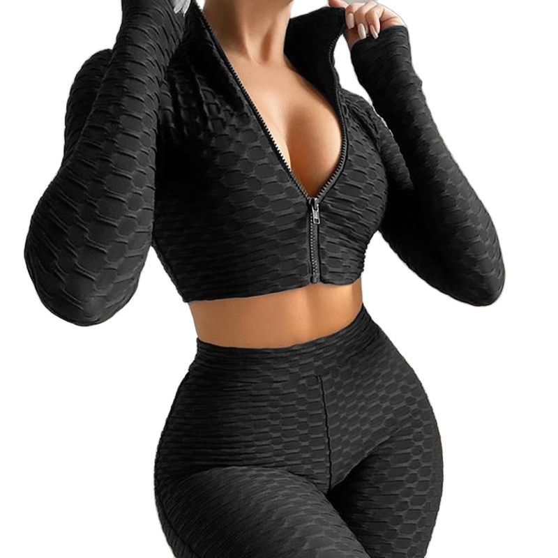 Women's Tight Solid Color Long Sleeve Leisure Sports Suit