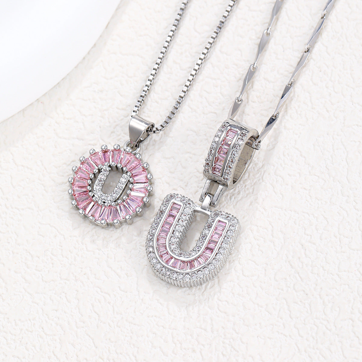 Pink Paradigm Initial Necklace Set