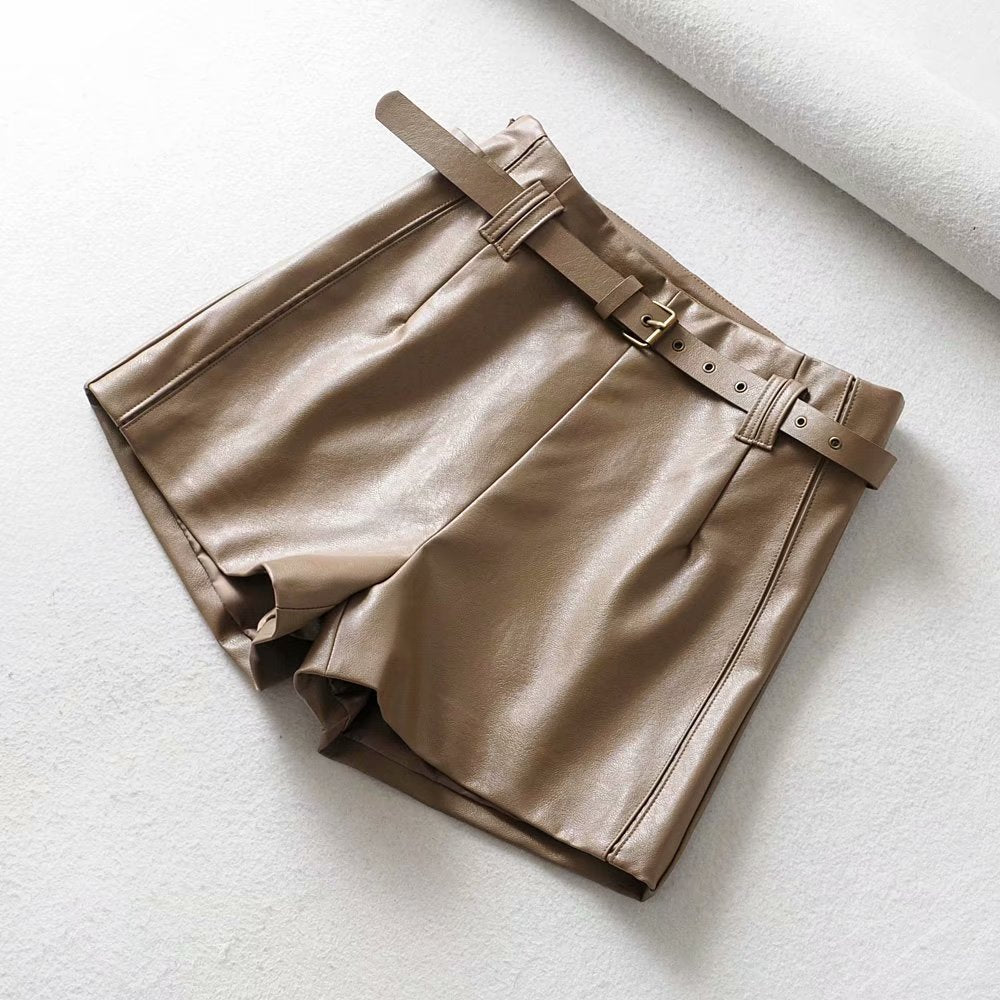 Business With Pleasure High-waist Leather Shorts