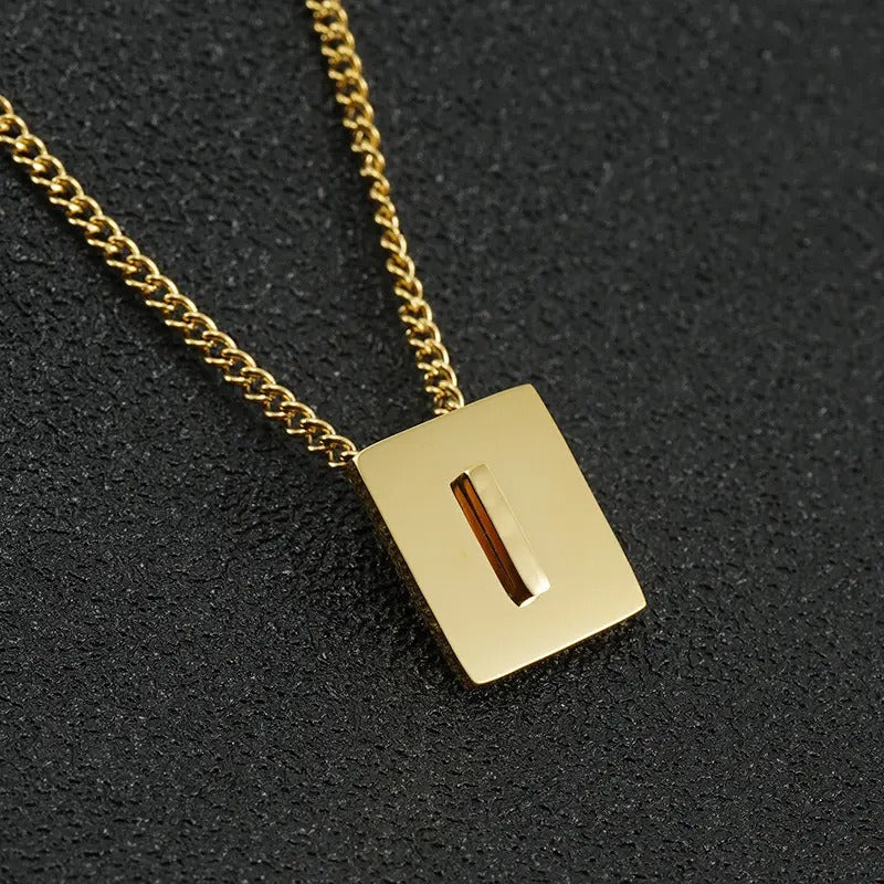 Square Pendant Letter Necklace