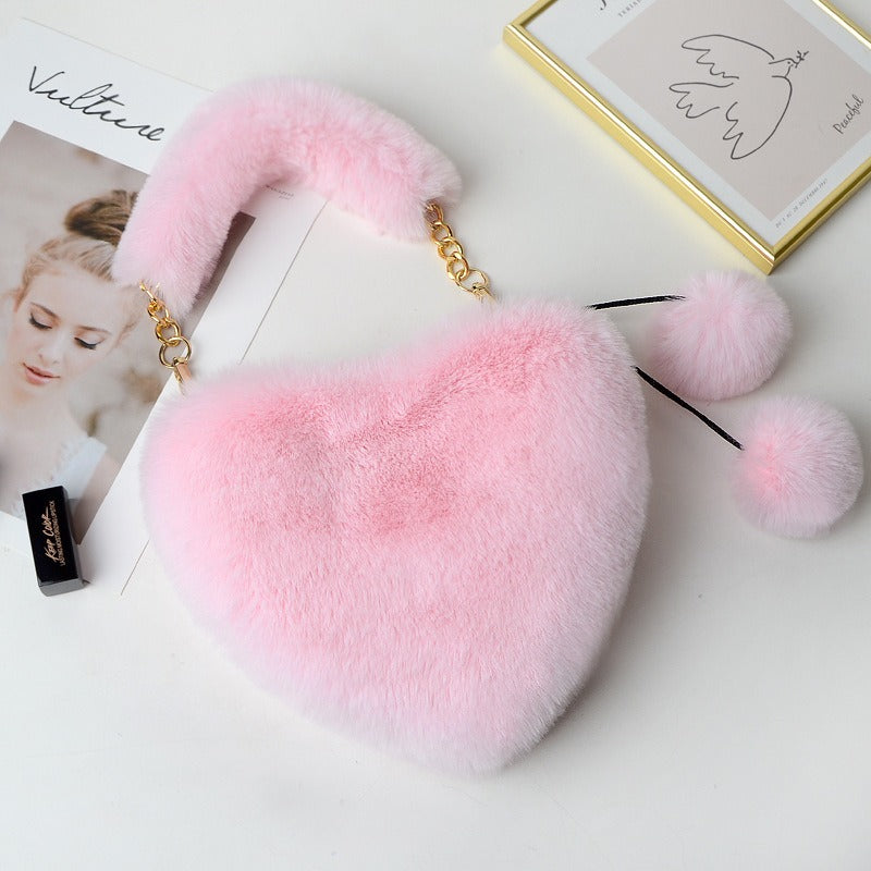 Pretty Girl Plush Heart Handbag