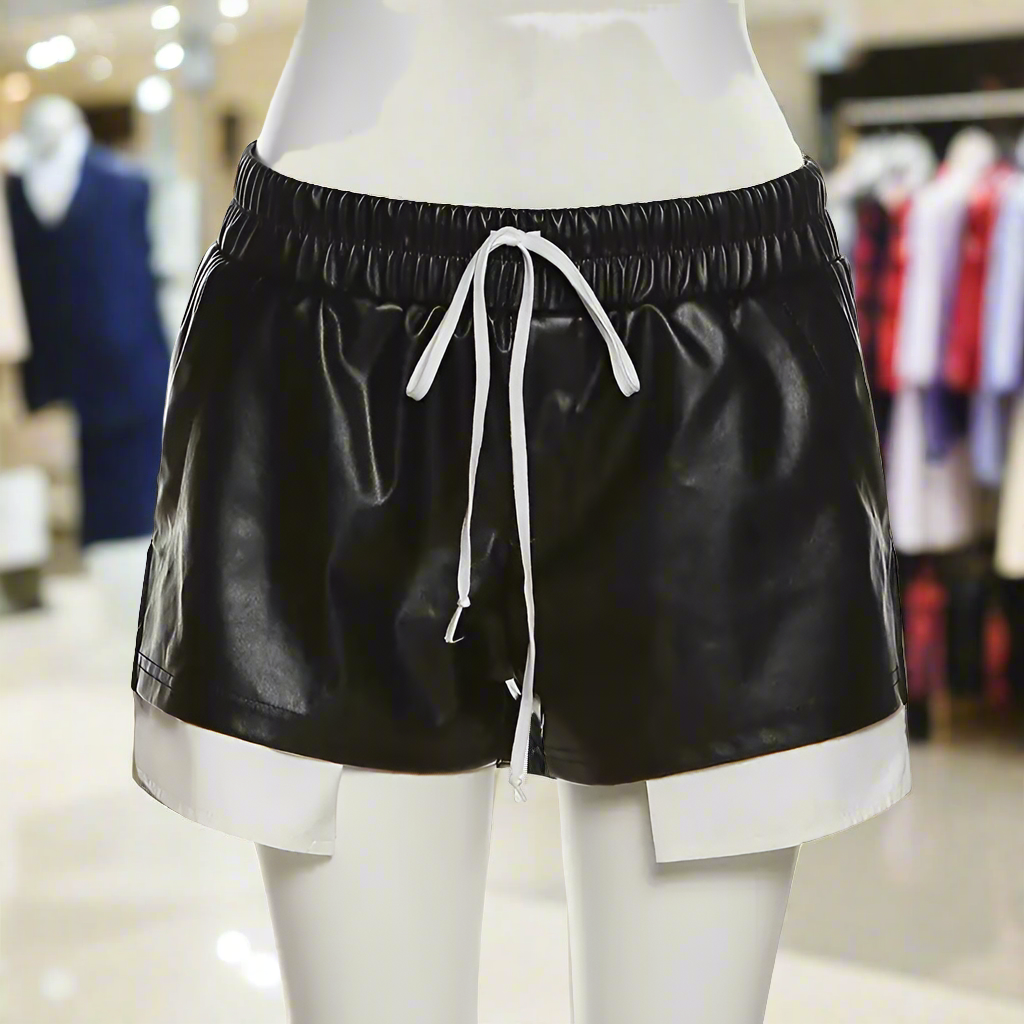 Large Pocket Faux Leather Shorts