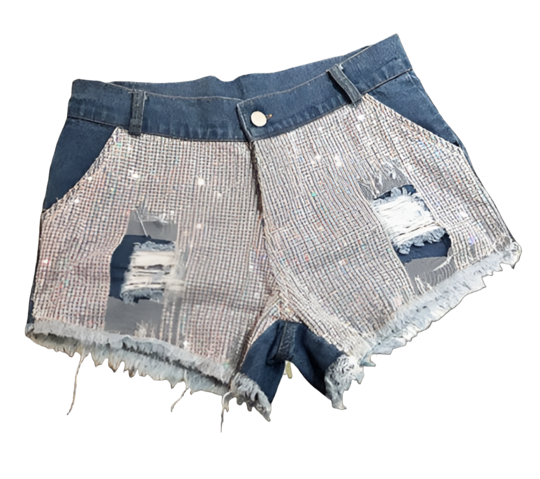 Bling Me Out Sequined Denim Shorts