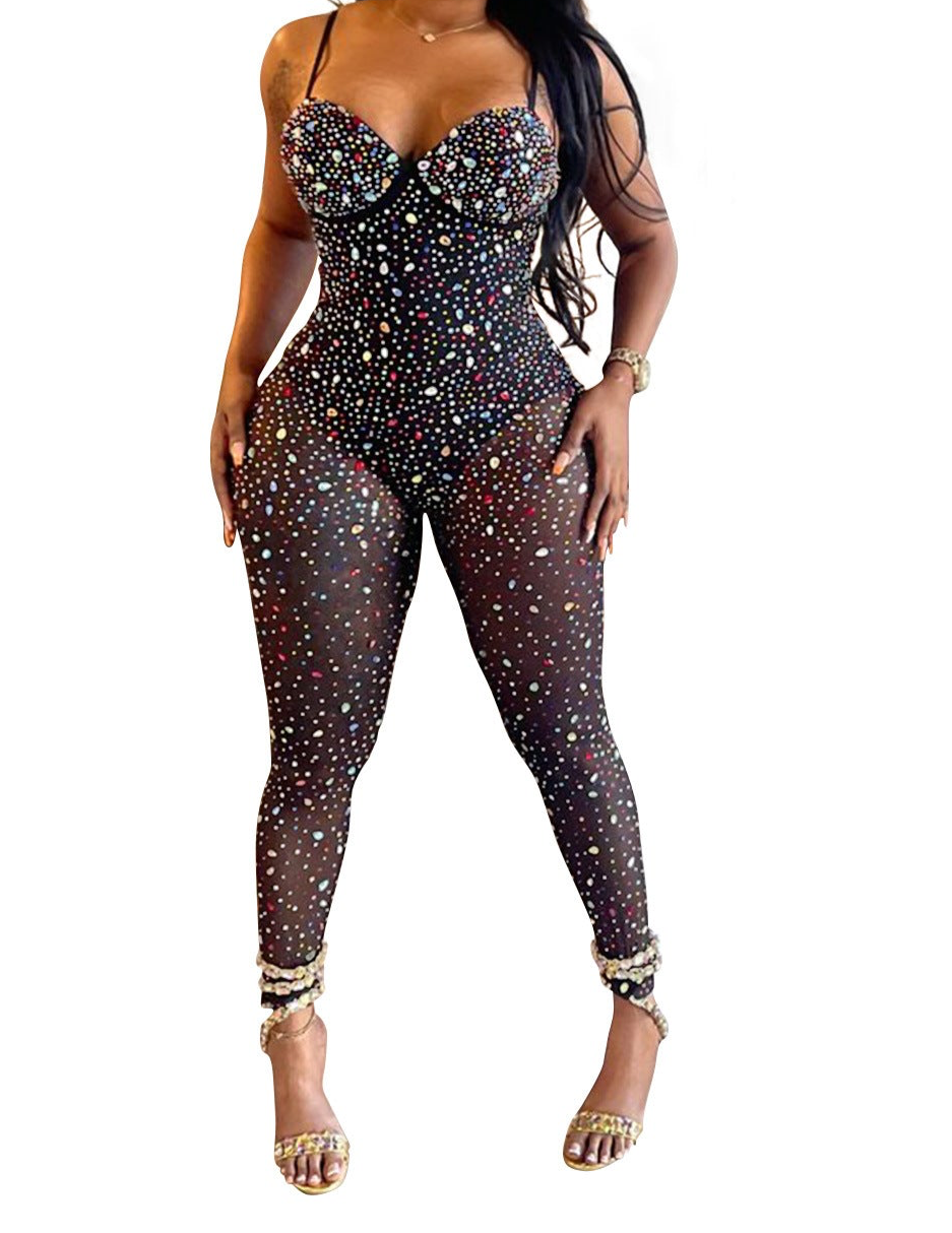 One Night Only Mesh Rhinestone Jumpsuit