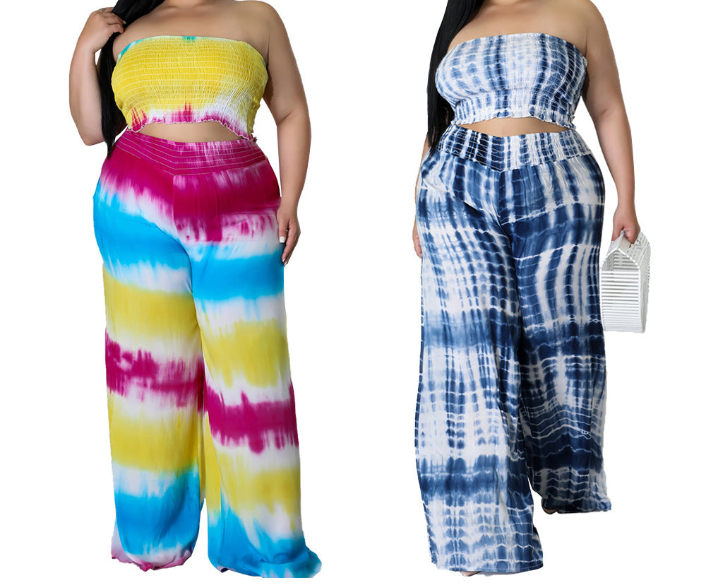 Here To Remind You Tie-dye Chest-wrapped 2 piece Pants Set