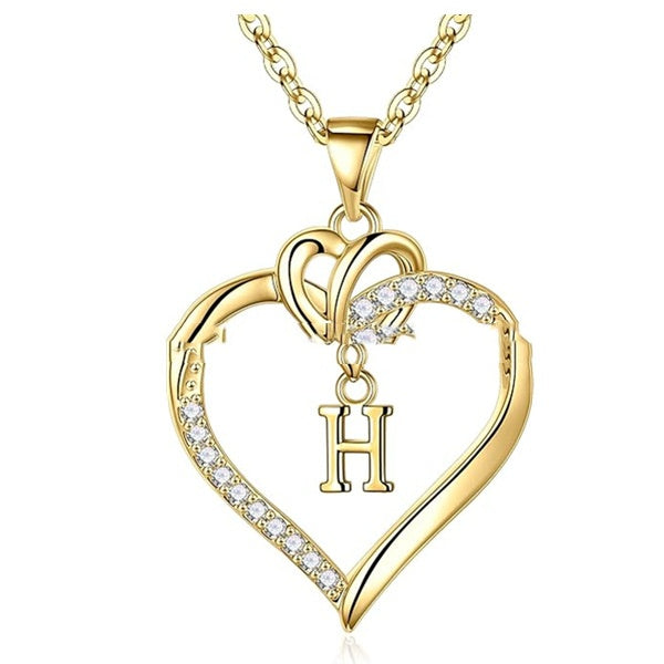 Heart-Shaped Letter Pendant Necklace