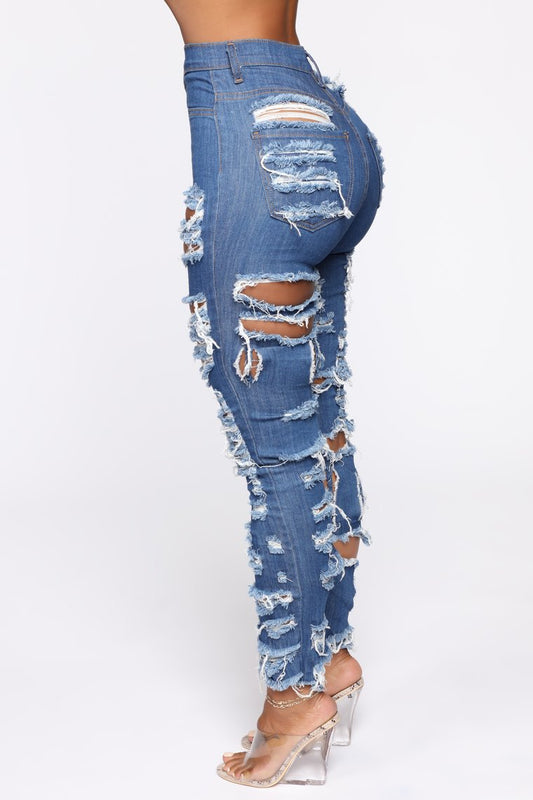 Blow Your Mind Cut And Tear Stretch Jeans