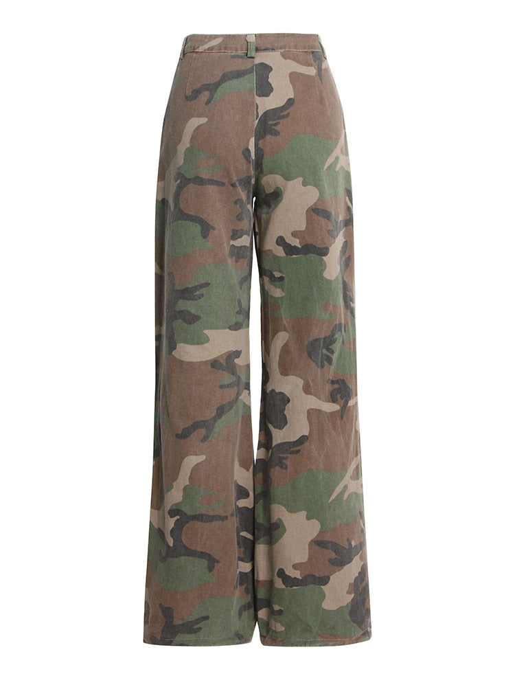 Social Club High Waist Camouflage Wide Leg Pants