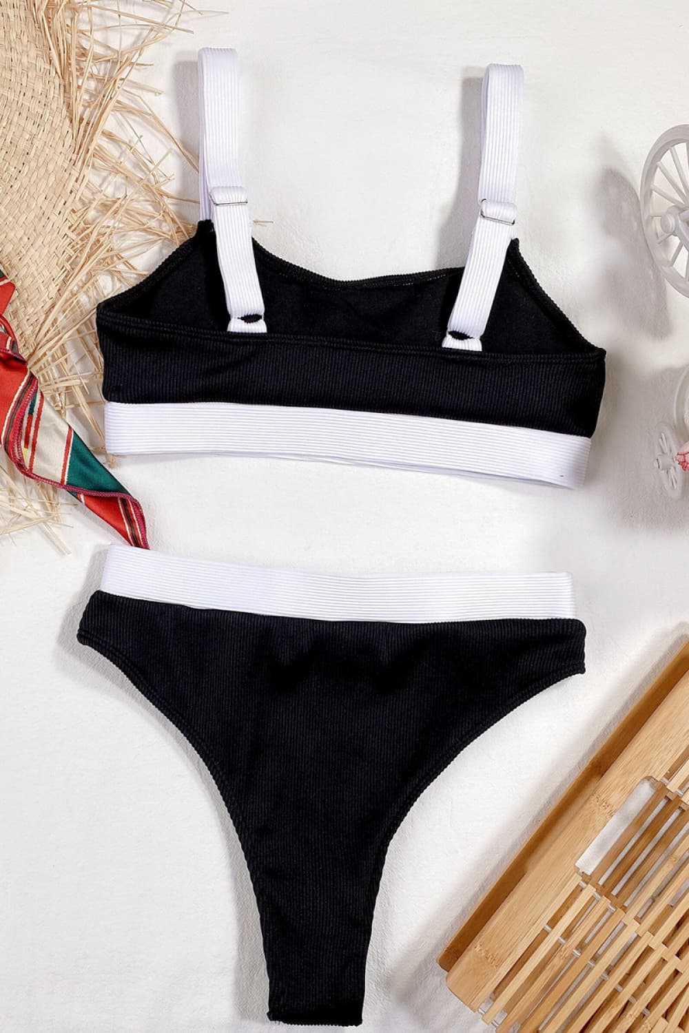 Just A Vacay Away Color Block Scoop Neck Bikini Set