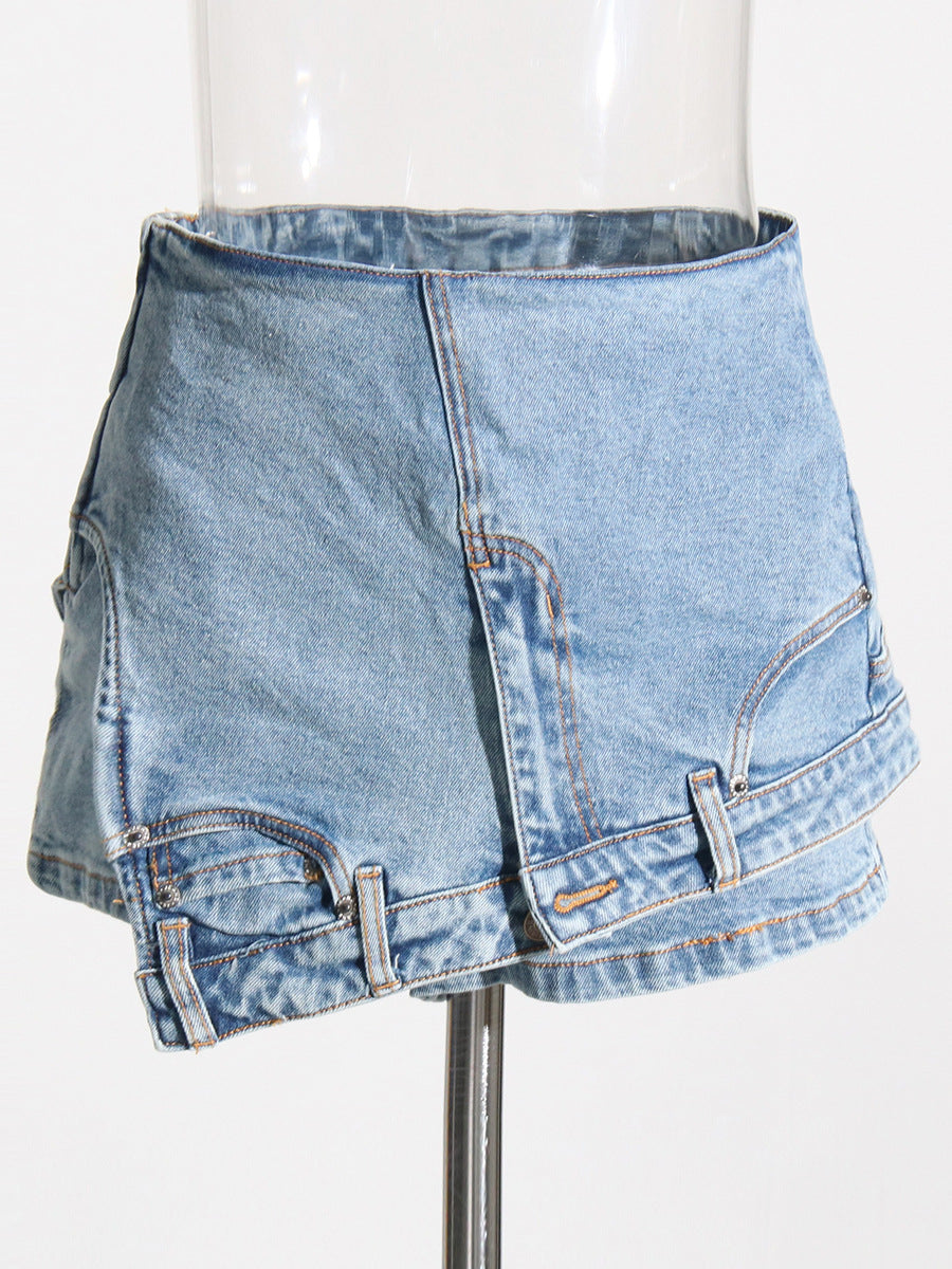 All Pressure Denim Stitching Shorts