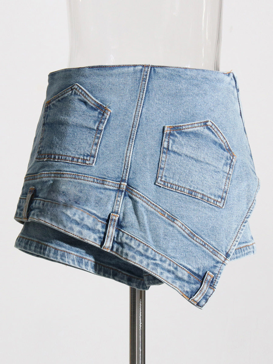 All Pressure Denim Stitching Shorts