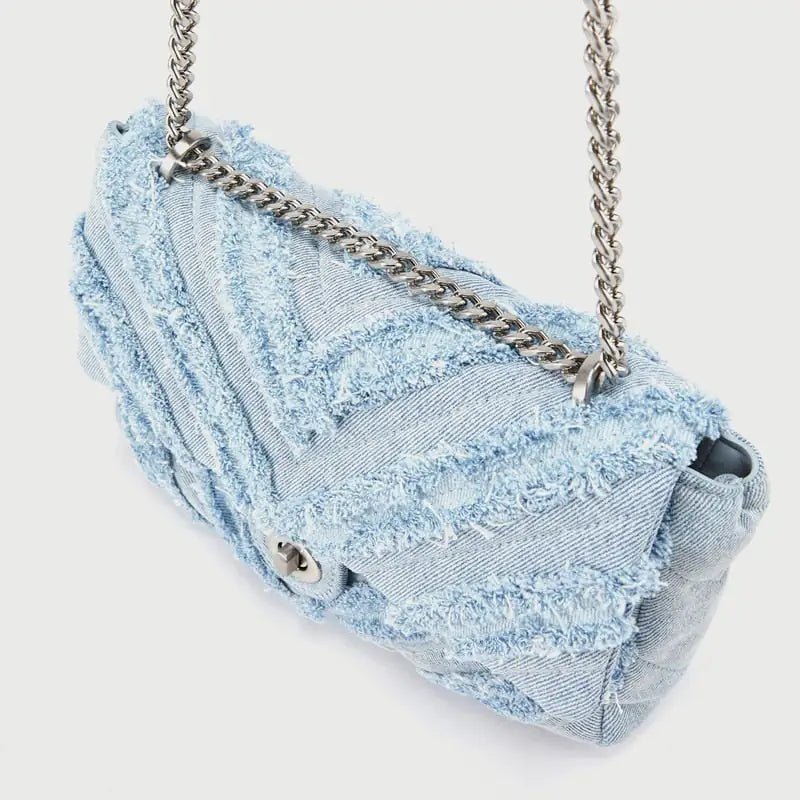 Material Girl Denim Chain Handbag