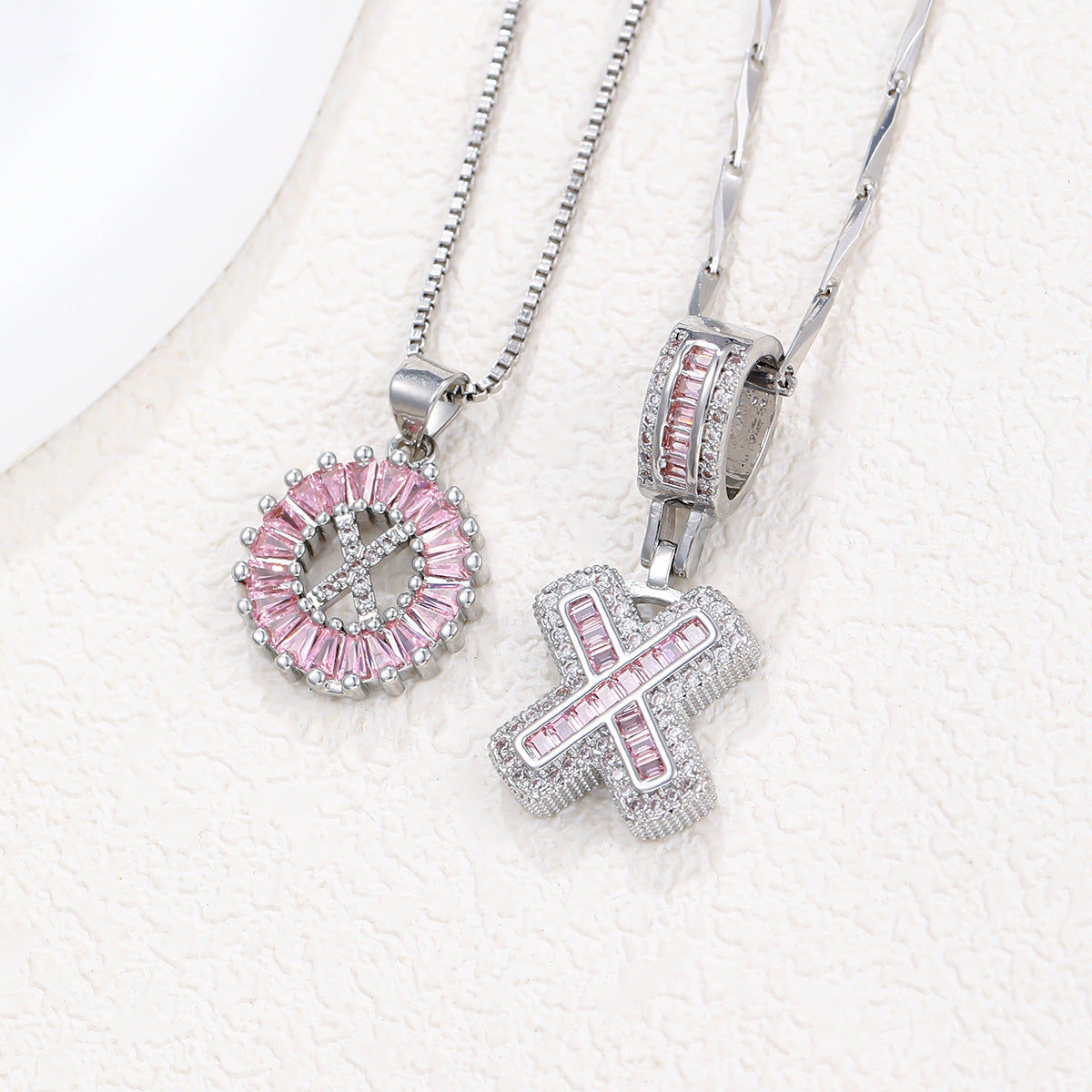 Pink Paradigm Initial Necklace Set