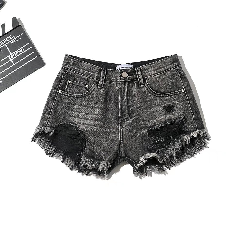 First Day of Summer Low Waist Fringe Denim Shorts